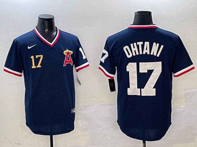 Men Los Angeles Angels #17 Ohtani Blue Throwback Game 2025 Nike MLB Jersey style 4